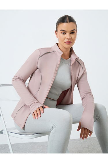 Reflective Stripe Contour Back Mesh Detail Jacket