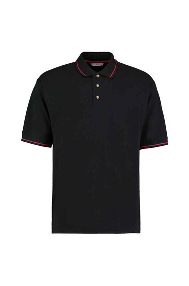 Kustom Kit Mens Polo Shirt - Black/Red