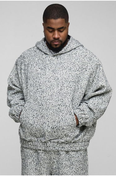 Plus Boucle Boxy Oversized Hoodie