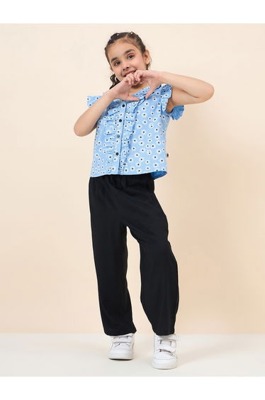 Daisy Print Ruffled Top and Pants Set