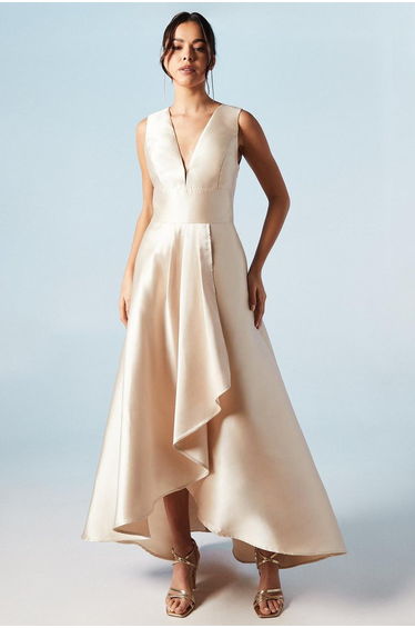 Plunge Waterfall Maxi Dress