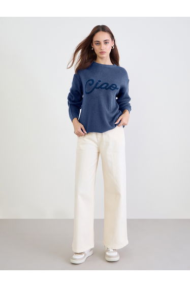Medium Blue Embroidered Sweater
