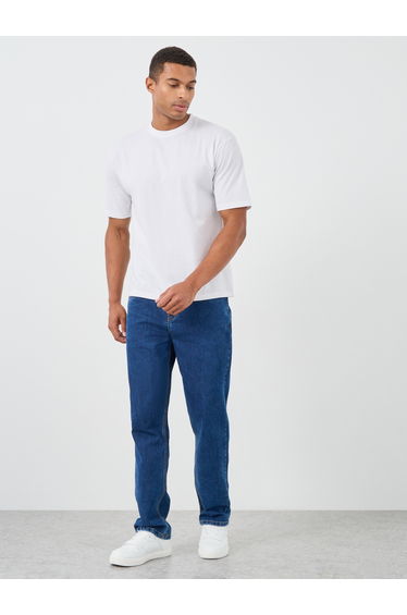 Mid Rise Cloud Wash Relaxed Fit Jeans