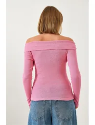 Women's Cross Strap Finger Loop Madonna Collar Blouse - 3