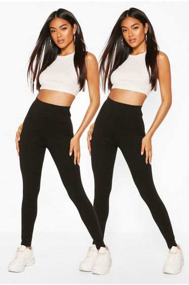 2 Pack Core Basic Jersey Leggings - black