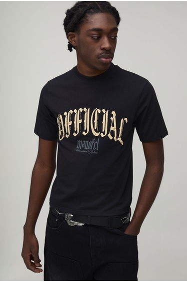 Shrunken Muscle Moto Puff Print T-Shirt - black