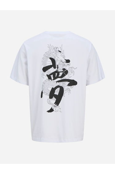 JJMiko Dragon Print Crew Neck T-Shirt