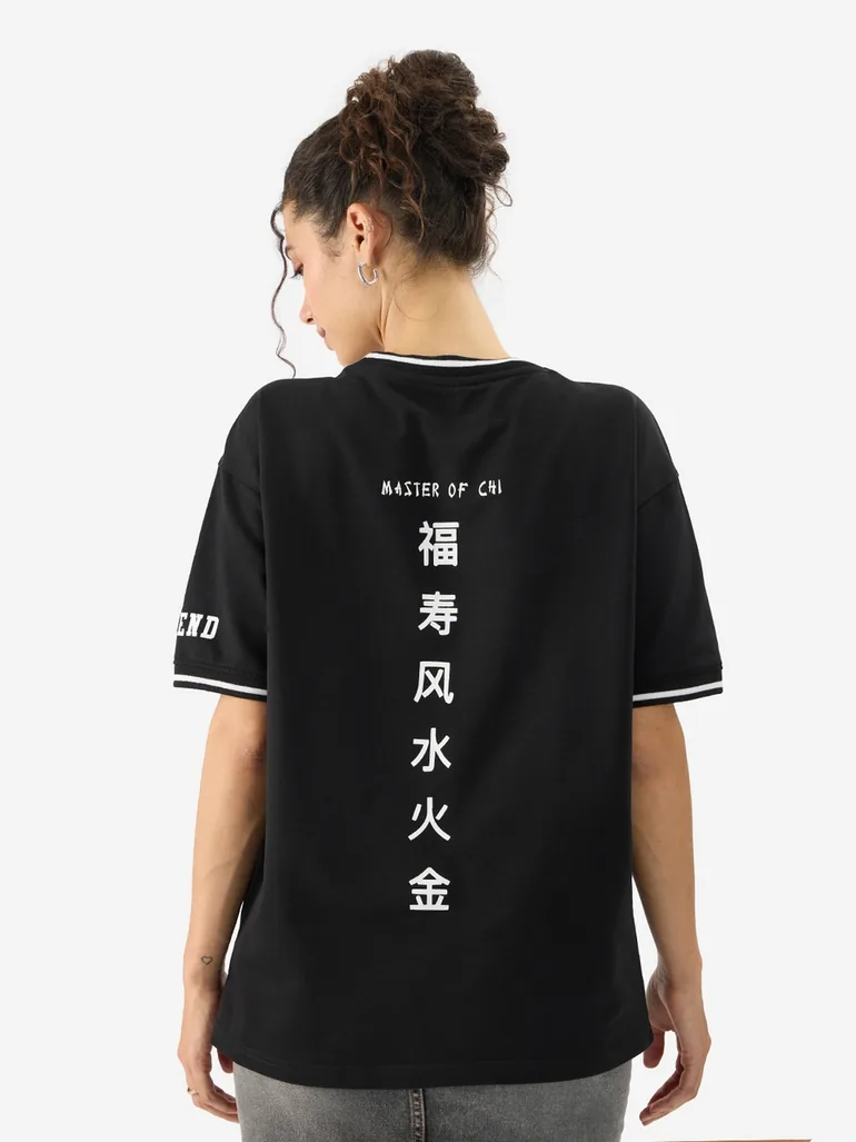 Black Kung Fu Panda Graphic Relaxed Fit T-Shirt - 3