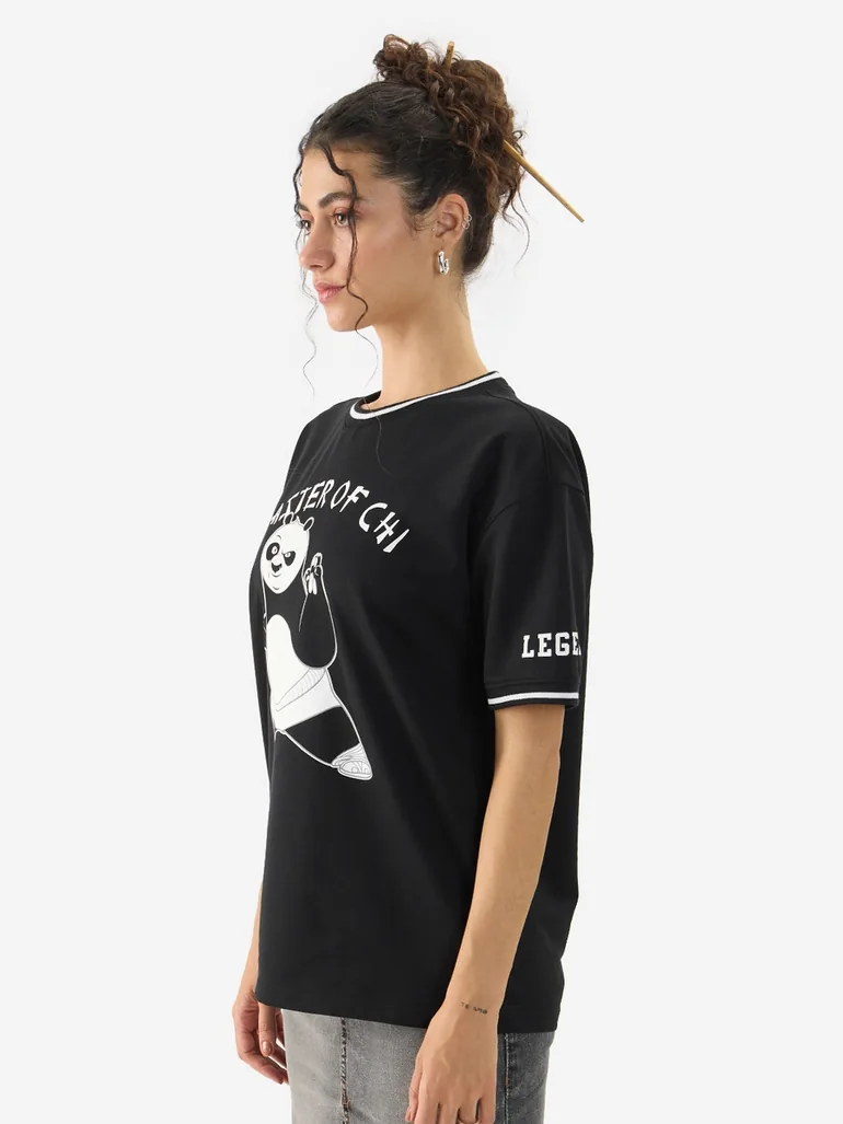 Black Kung Fu Panda Graphic Relaxed Fit T-Shirt - 2