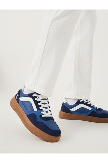 Court Shoes Color Block Lace Up Sneakers