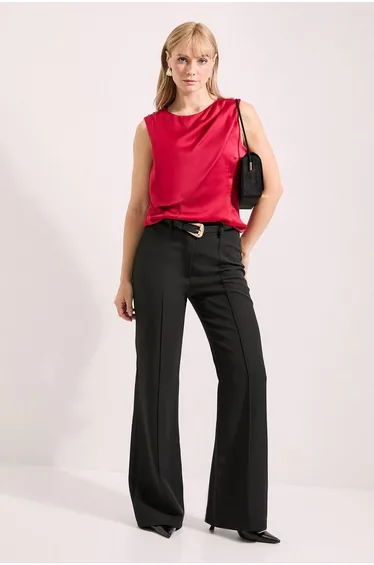 Hammered Satin Caped Top