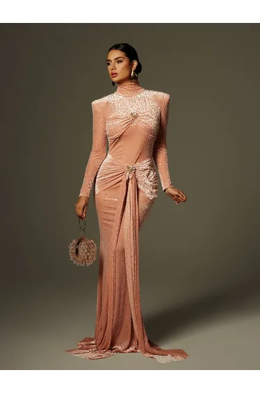 Ahuva Leopard Printed Rhinestone Maxi Dress