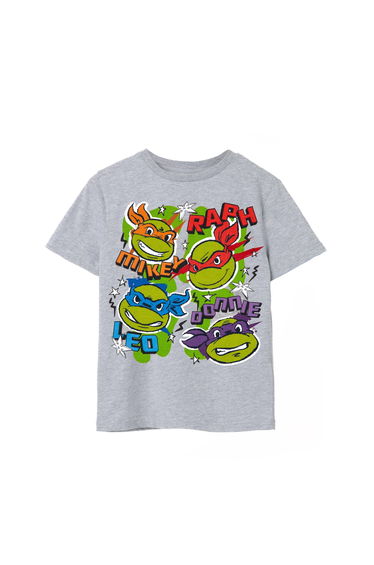 Teenage Mutant Ninja Turtles Childrens/Kids Faces T-Shirt - Grey Marl