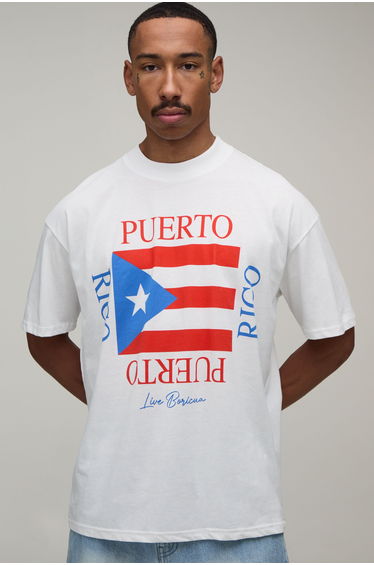 Oversized Puerto Rico Print T-Shirt - white