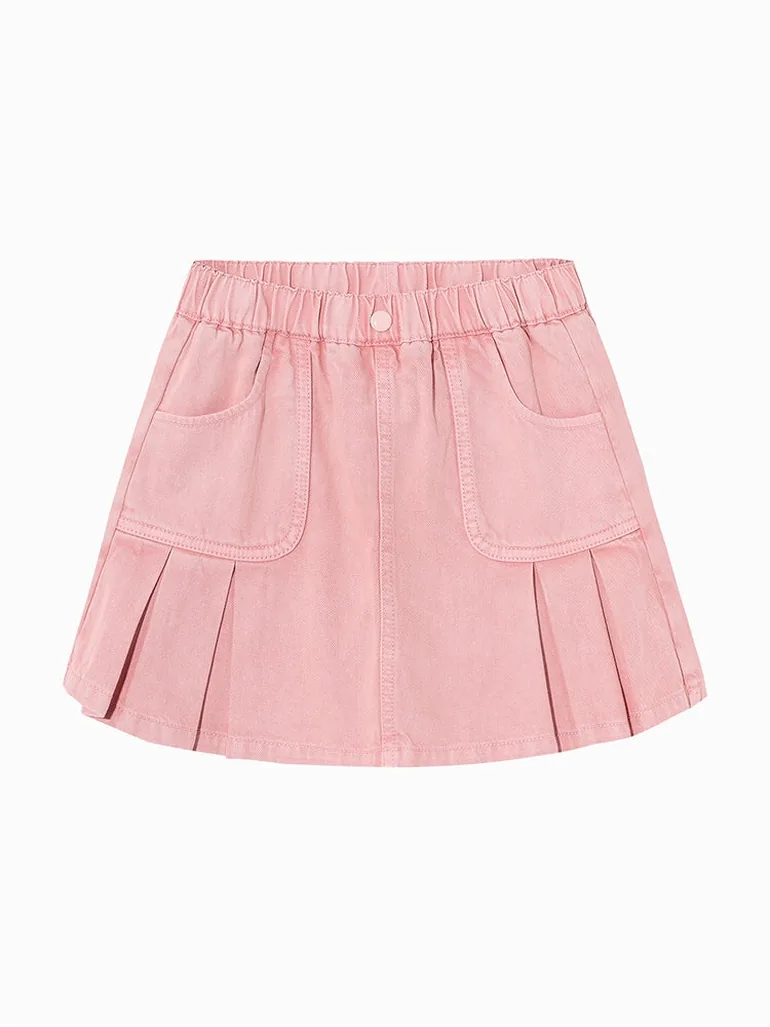 Girls' Pleated Denim Skort - 1