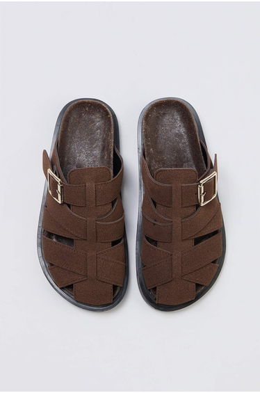 Brown Suede Women's Fisherman Slippers