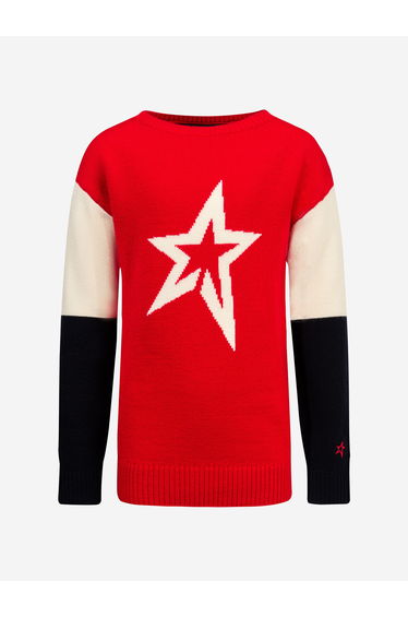Girls Star Crew Neck Jumper in Red
