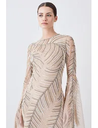 Petite Feather Crystal Embellished Maxi Dress - 1