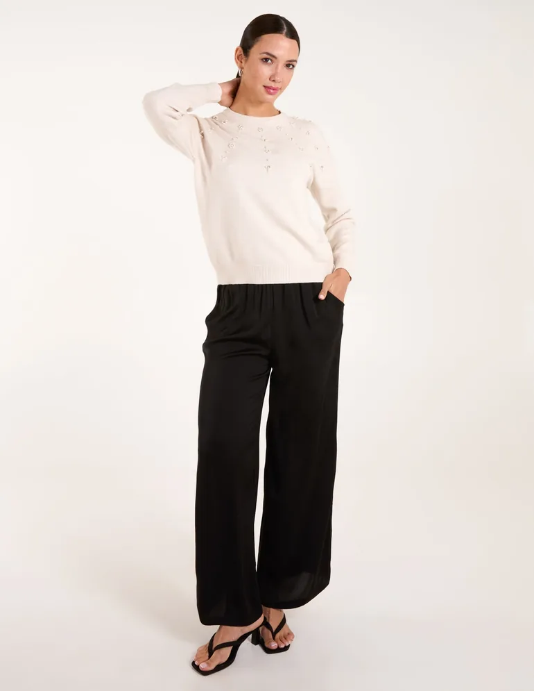 Pearl Flower Embellishment Jumper