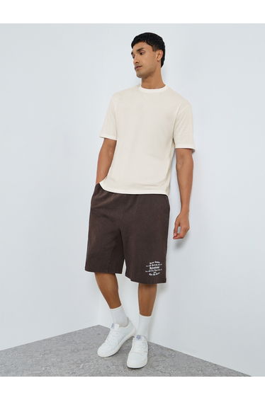 Men Oversized Acid Washed Distress Print Shorts