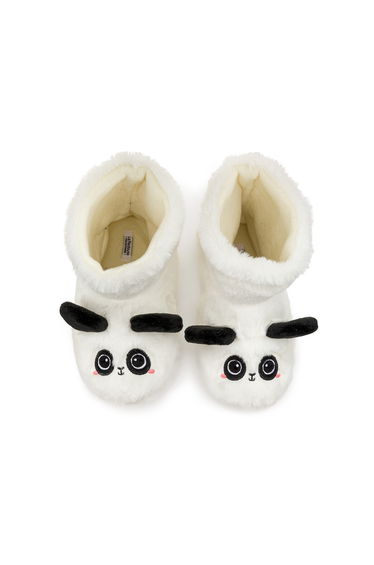 Kids Panda Slipper Boots in Faux Fur