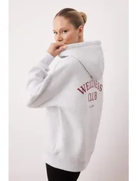 Kar Melanj Embroidered Oversize/Wide Fit Thick Fleece Lined Knitted Sweatshirt - 3