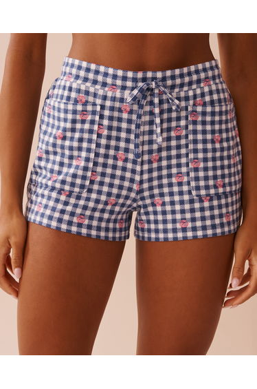 Gingham Print Recycled Fibers Pajama Shorts