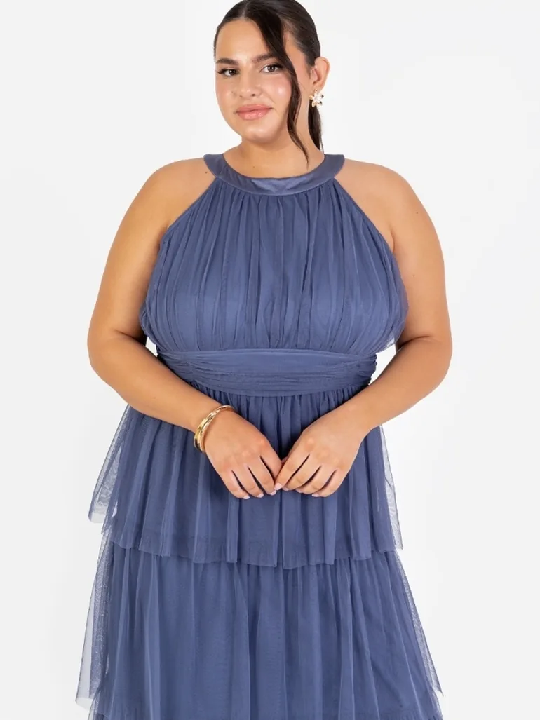 sachin and babi light blue dress Women's Lemon Yellow Halter Mesh Mini Dress with Buckle