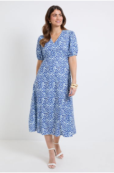 Polka Dot Ruched Midi Dress
