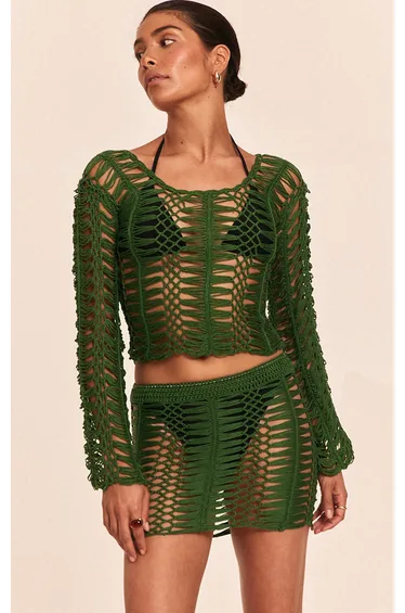 Petite Emerald Green Knit Long Sleeve Top