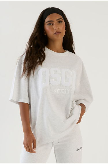 DSGN Studio Towelling Applique Oversized T-Shirt - ash grey