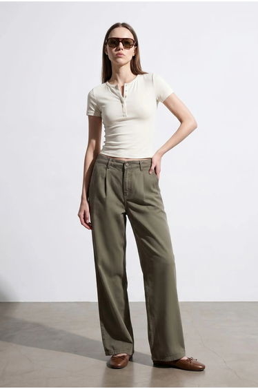 DILVIN Slim Fit Crop Jersey Blouse