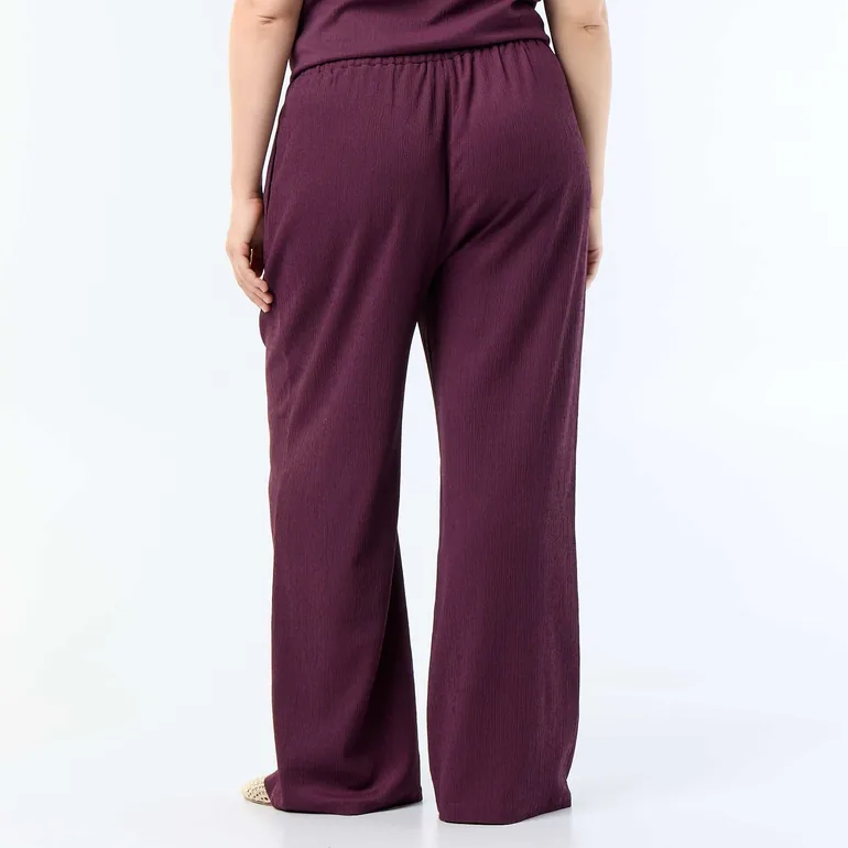 Wide-Leg Crepe Knit Pants PURPLE - 3