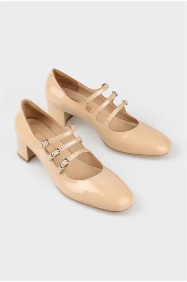 Natural Leather Women's Heeled Shoes