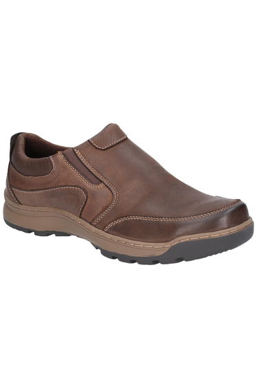 Hush Puppies Mens Jasper Slip On Leather Shoes - Brown
