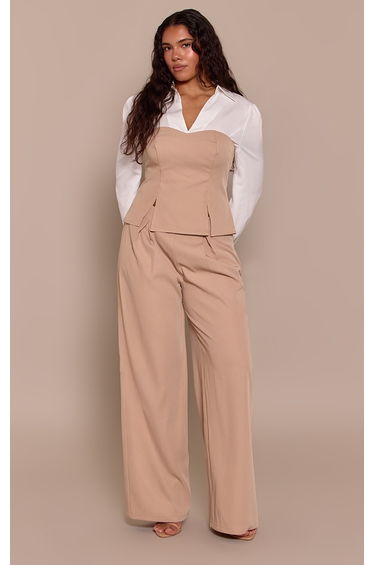 Shape Stone Pleat Detail Wide Leg Trouser