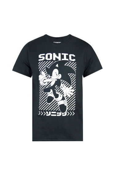 Sonic The Hedgehog Mens Japanese Poster T-Shirt - Black