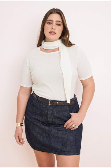 Ecru Self-Tied Summer Thin Knit Blouse