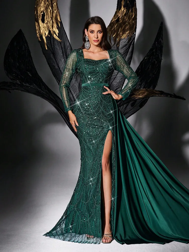 green sequin dress costume Elf Sequin Dress: Women's Christmas Outfits