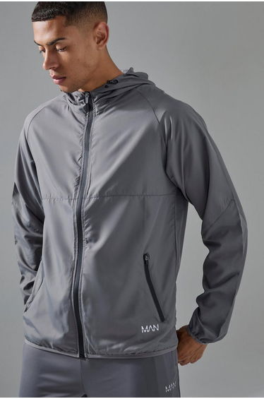 Man Active Ripstop Shower Resist Windbreaker - charcoal