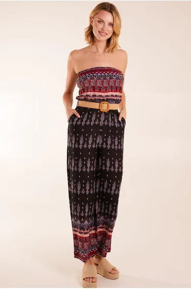 Aztec Belted Bandeau Jumpsuit