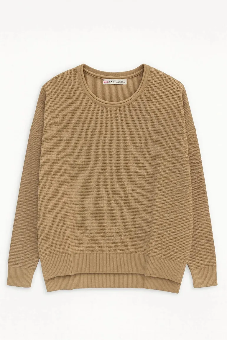 MIXRAY Boat Neck Relaxed Fit Sweater