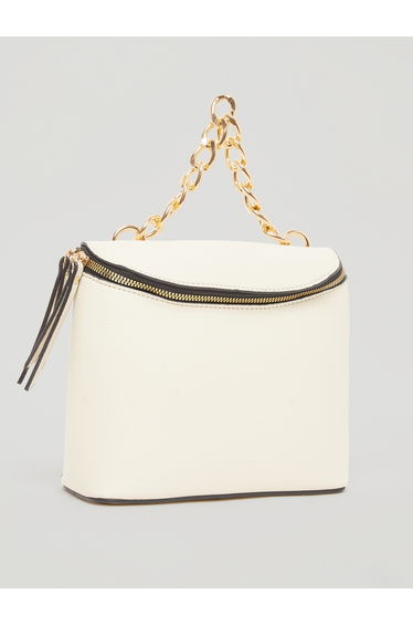 Women Beige Chain Handle Handbag