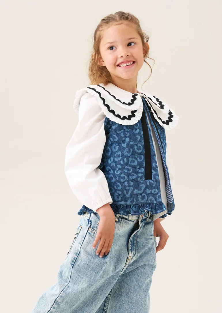Petra Leopard Denim Gilet - 3
