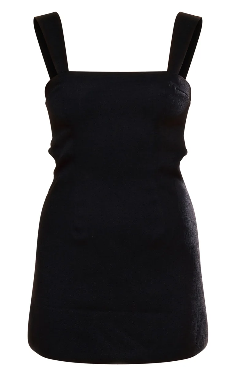 Black Twill Cut Out Bow Shift Dress - 4