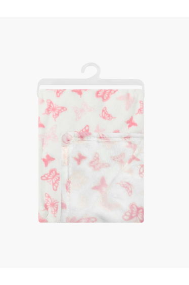 Pink Butterfly Print Soft Flannel Blanket