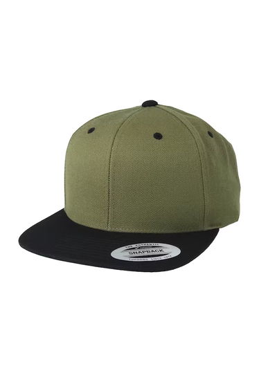 Yupoong Mens The Classic Premium Snapback 2-Tone Cap - Olive/Black