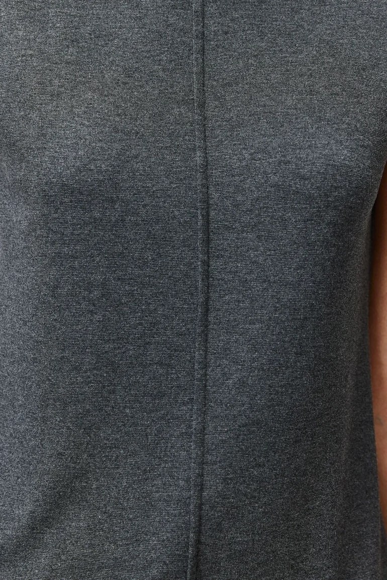 Anthracite Viscose/Soft Fabric Fitted/Sticky Knitted Blouse - 4