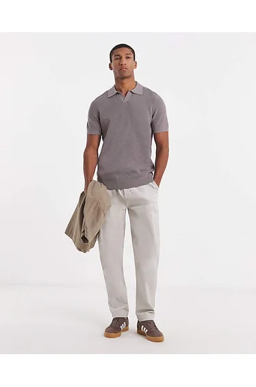 Open Neck Textured Polo