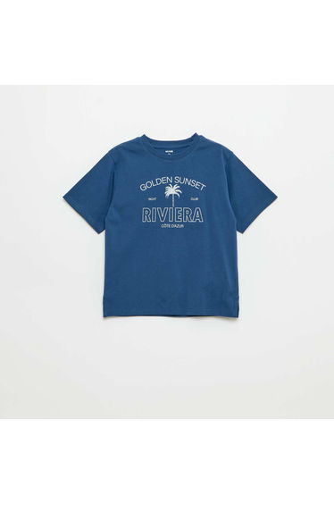 Printed short-sleeved T-shirt Navy